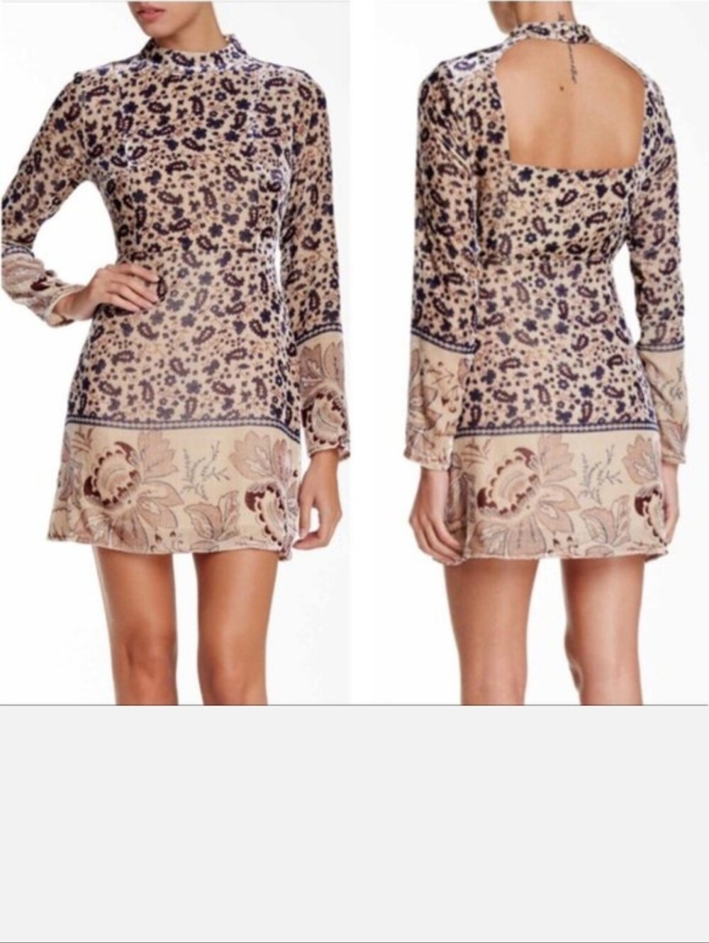 CHASER Velvet Burnout Folkloric Mini Boho Dress